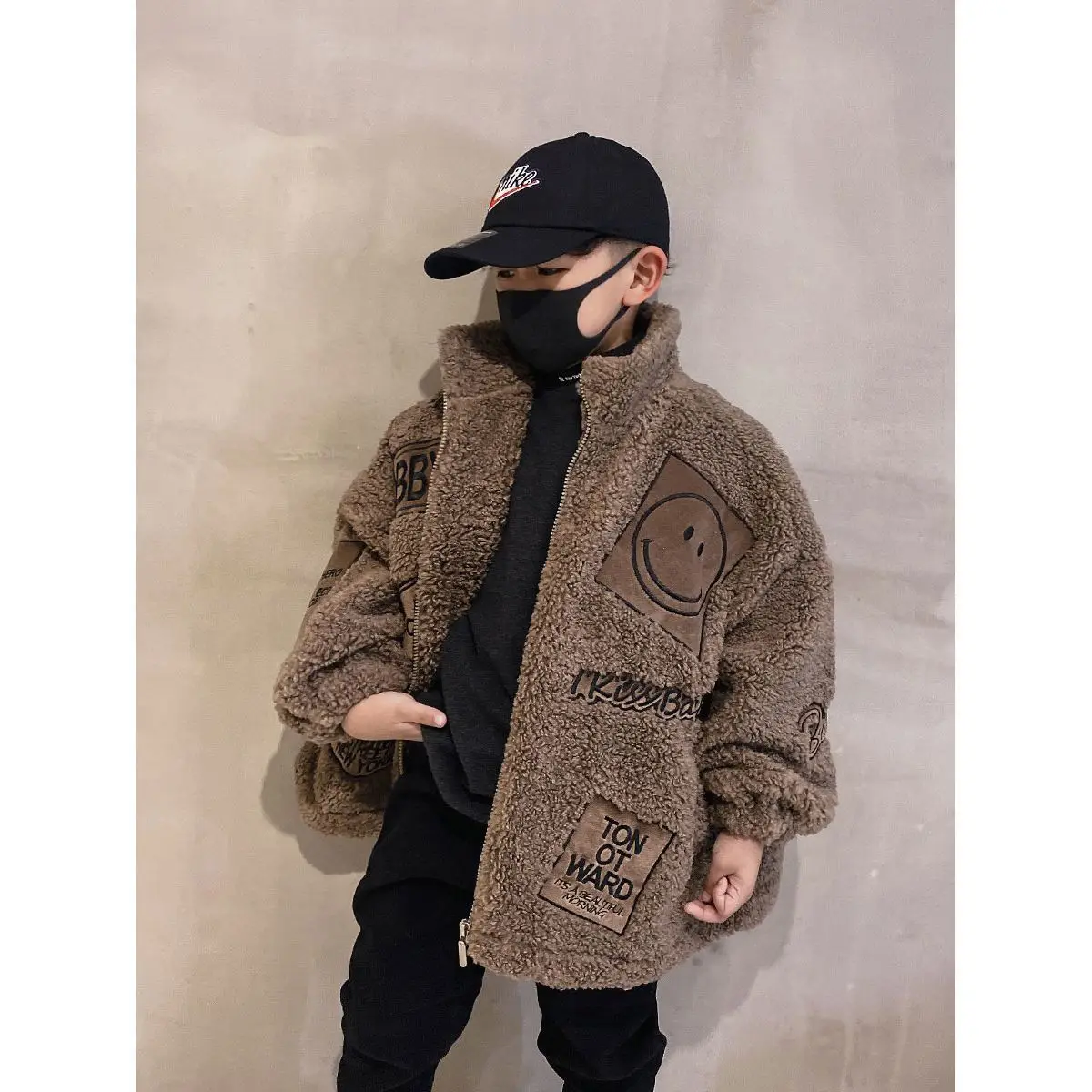 Boys Patchwork Wool Coat Kids Outerwear Korean Thickened Big Teenager New Winter Woolen Jackets 5 7 8 9 10 11 12 13 14Years Old