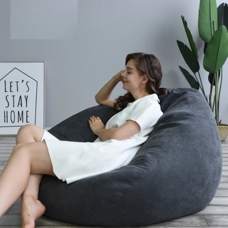 Portable Lazy Beanbag Chair Sofa Set living Room Decor Furniture Bean Bag Chair Single Fabric Sofa Balcony Bedroom Tatami Bean Bag Cover