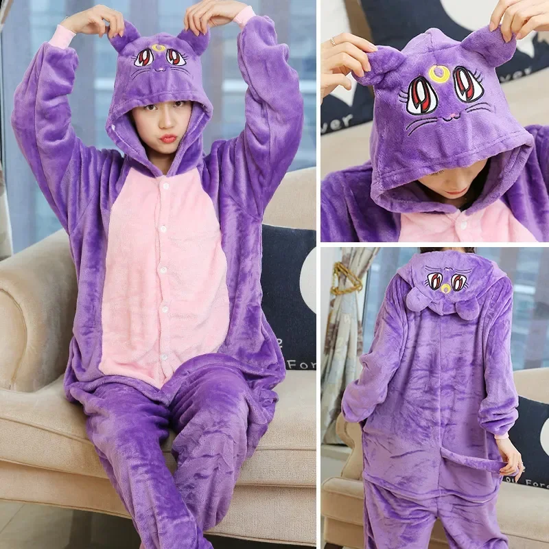 One Piece Hooded Jumpsuits for Adult Baby Girl Clothes Children Panda Pajamas Winter Animal Onesies Cartoon Sleepwear Pyjamas