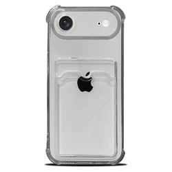 Shockproof Clear Wallet Phone Case with 3D Airbag Ultra Thin Silicone Design - iPhone 17 Pro (Black)