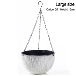 Elegant Outdoor Hanging Planters with Macrame Design (White - L)