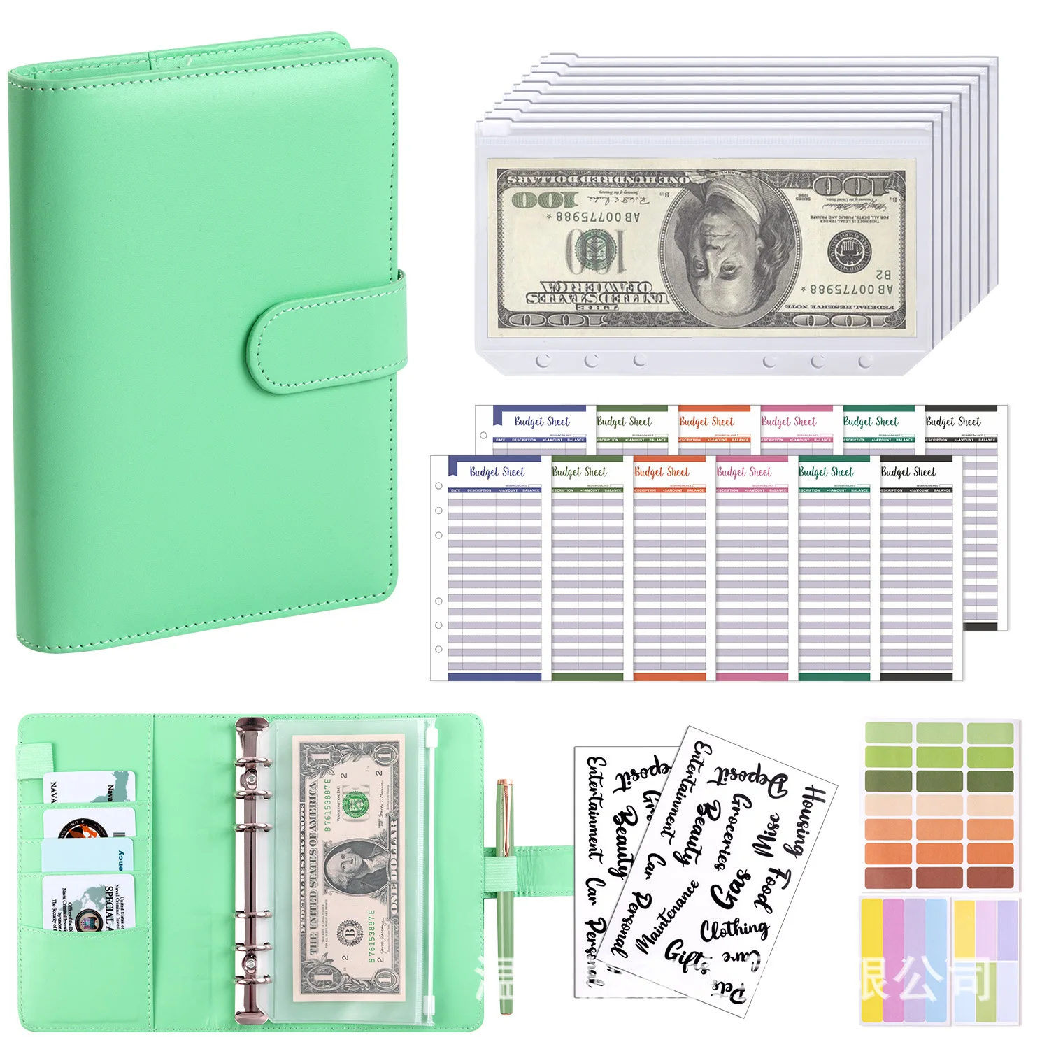 A6 Binder Case Cash Budget Boek Macaron PU Lederen Notebook Handboek