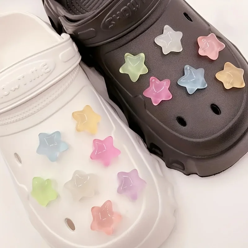 Glow-in-the-Dark Star Shoe Charms Easy Install Fun DIY hole shoes Buckles Hole shoes shoe charms 7/14pcs