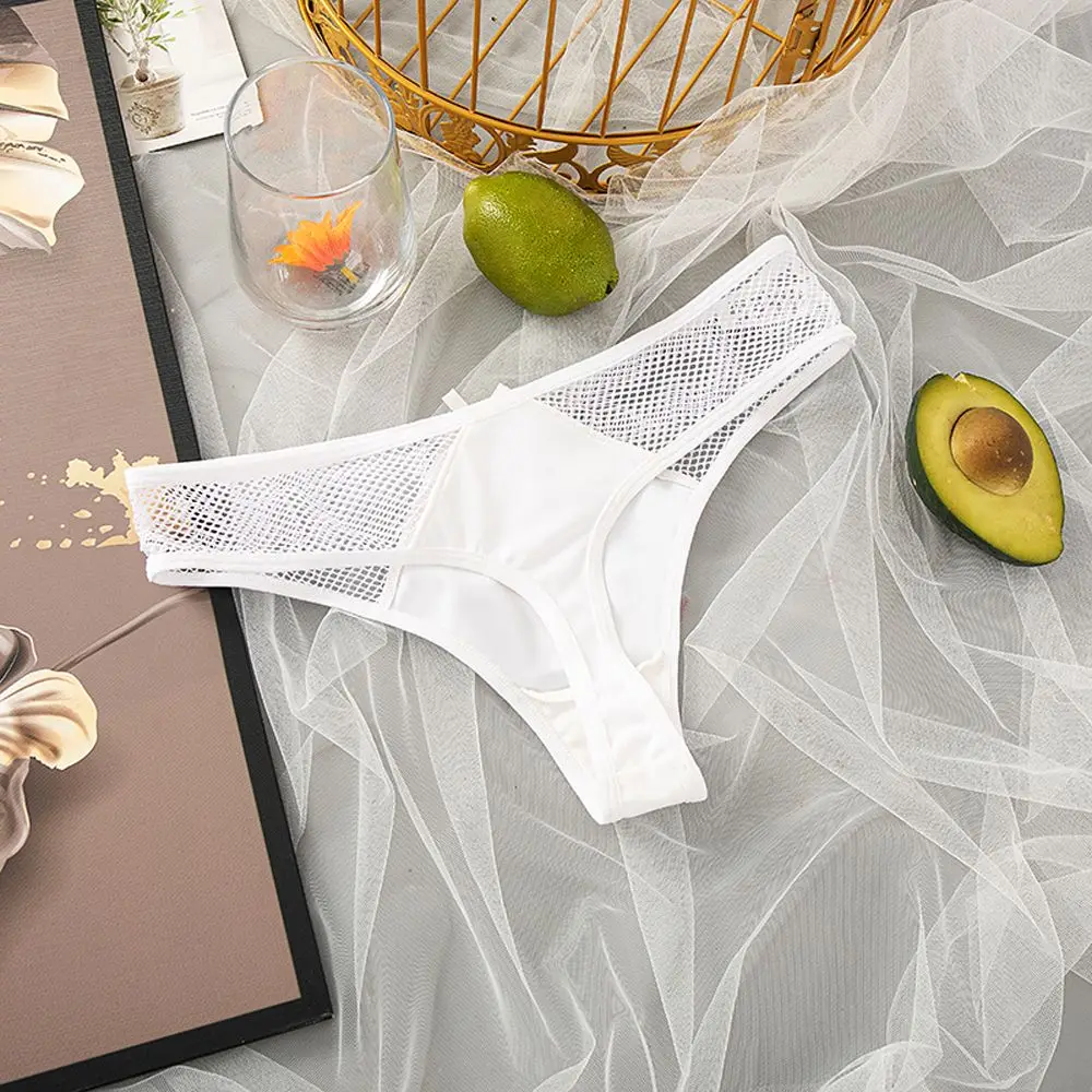 Ropa de rejilla transparente para mujer, lencería femenina ultrafina con lazo, bragas de cintura de algodón con de seda de _ - AliExpress Mobile