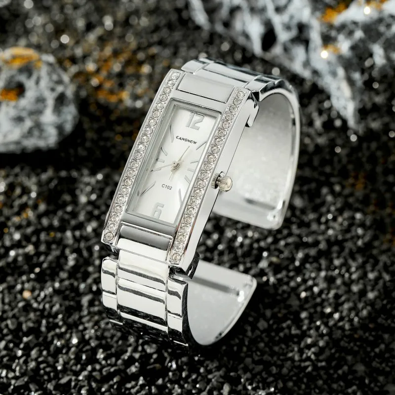 Women Watches CANSNOW Luxury Squre Dial Original Design Ladies Rhinestone Quartz Bracelet Watch Elegant Female Clock