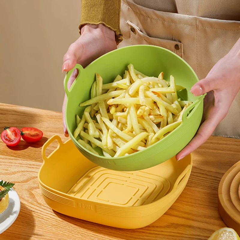 Air Fryer Silicone Basket Round Silicone Tray Pizza Plate Grill Pan Mat Accessories Easy Clean Liner For Air Fryer New air fryer liners,air fryer baking tray,air fryer accessories,air fryer mold,air fryer silicone tray,air fryer basket,pizza pan,silicone baking mat,baking pan tray,baking pan
