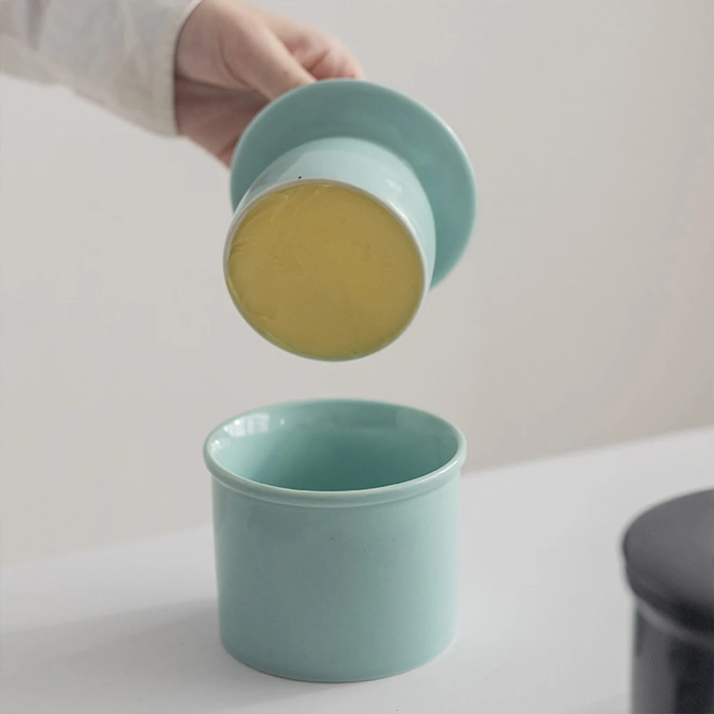 French Butter Crock For Counter With Lid, Spreadable Butter Ceramic Bell Style Jar Dish Keeper Holder Jar