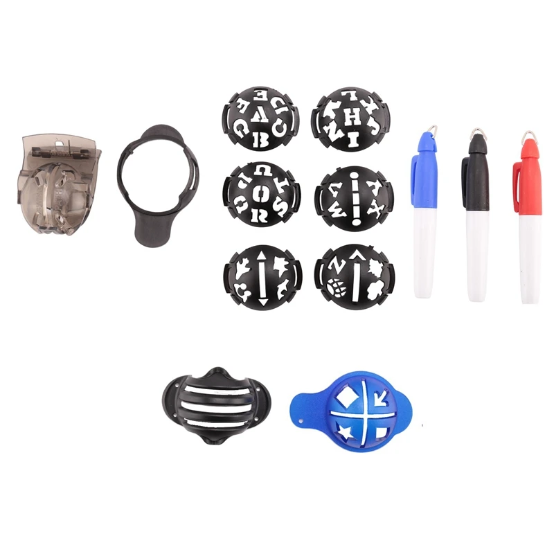 

2Set Golf Ball Marker,Color Line Markers Pens, Triple Track Plastic Golf Ball Marking Alignment Tool Kit,Black