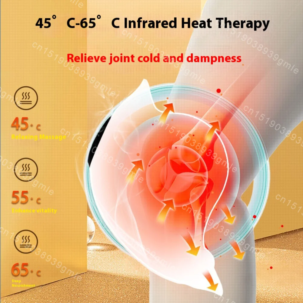 Smart Knee Massager Wireless Red Light Infrared Air Pressure Vibration Therapy for Stiff Joints Muscles Injuries Swelling Relief
