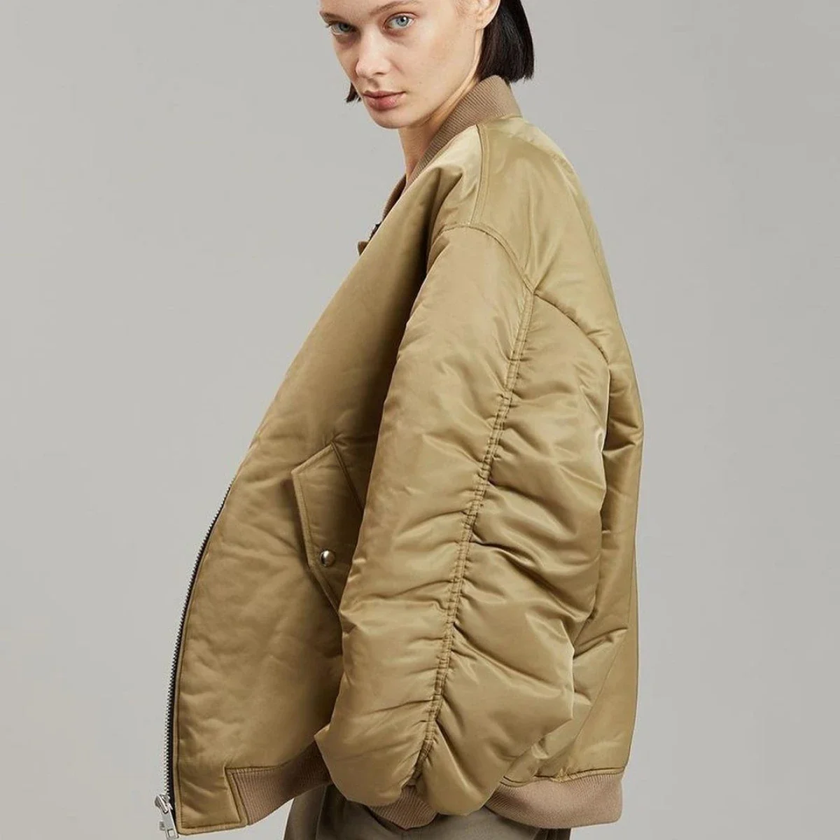 Womens Bomber Jacket Autumn Winter Warmth Streetwear Casual Baseball Uniform Coat Padded Jacket Tops Loose Fashion Free Shipping