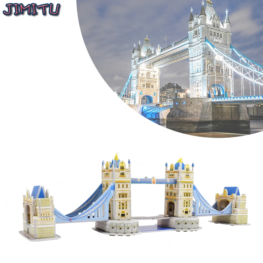 DIY 3D London Twin Bridge Puzzle Handmade Assembly Children's and Adult Fun Assembly Education Toy Artwork Decoration 3d metal diy assembly puzzle aerospace moon landing satellite model puzzle educational toys for kids adults gifts decoration
