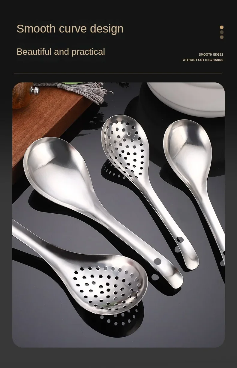 Description Picture 4 of item304 Stainless Steel Strainer Spoon Kitchen Colander Spoon Spoon Filter Strainer Food ScoopPerforated Skimmer Colander