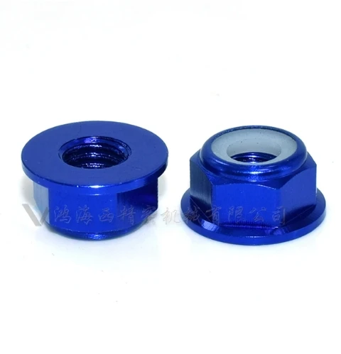 thumbnail image 1 of 2 piezas-10 piezas M2 M2.5 M3 M4 M5 M6 M8 Tuerca de seguridad de nailon con brida de aluminio anodizado de colores, 1 of 5