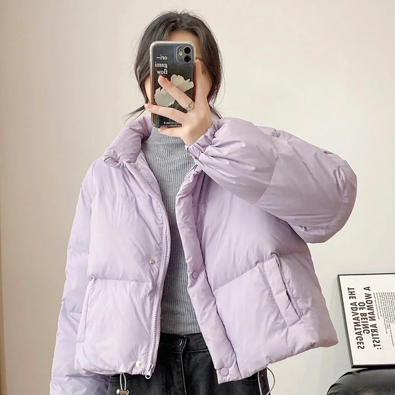

Warm Cotton Padded Jacket 2023 Winter Women's Cold Coat Short Thickened Stand-up Collar Casual Drawstring Cotton Coat