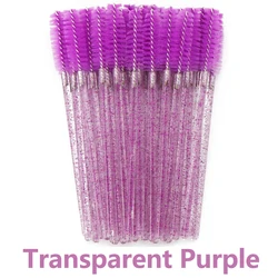 ANNAFRIS 50-Pack Disposable Crystal Eyelash & Eyebrow Brushes (Transparent Purple)