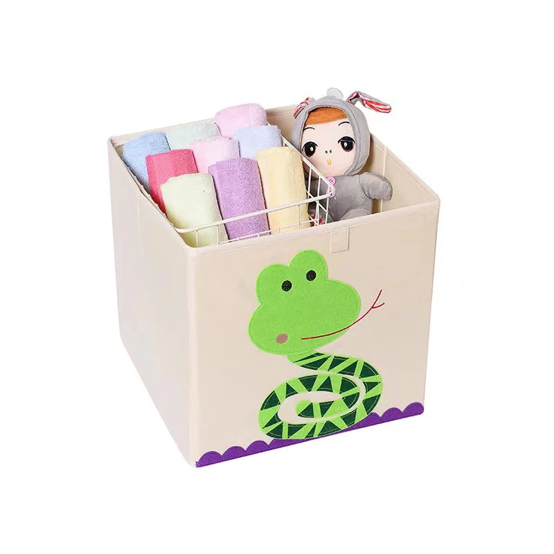 Cartoon Animal Folding Storage Bin – 13-Inch Oxford Fabric Organizer for Toys & Clothing