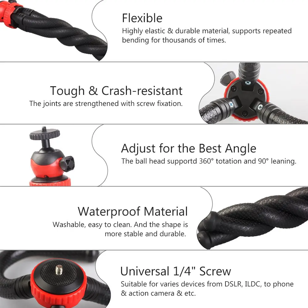 Portable Desktop Tripod Flexible Octopus Travel Mobile Phone Tripod Bracket Monopod Selfie Stick for iPhone DSLR Camera Gopro 12