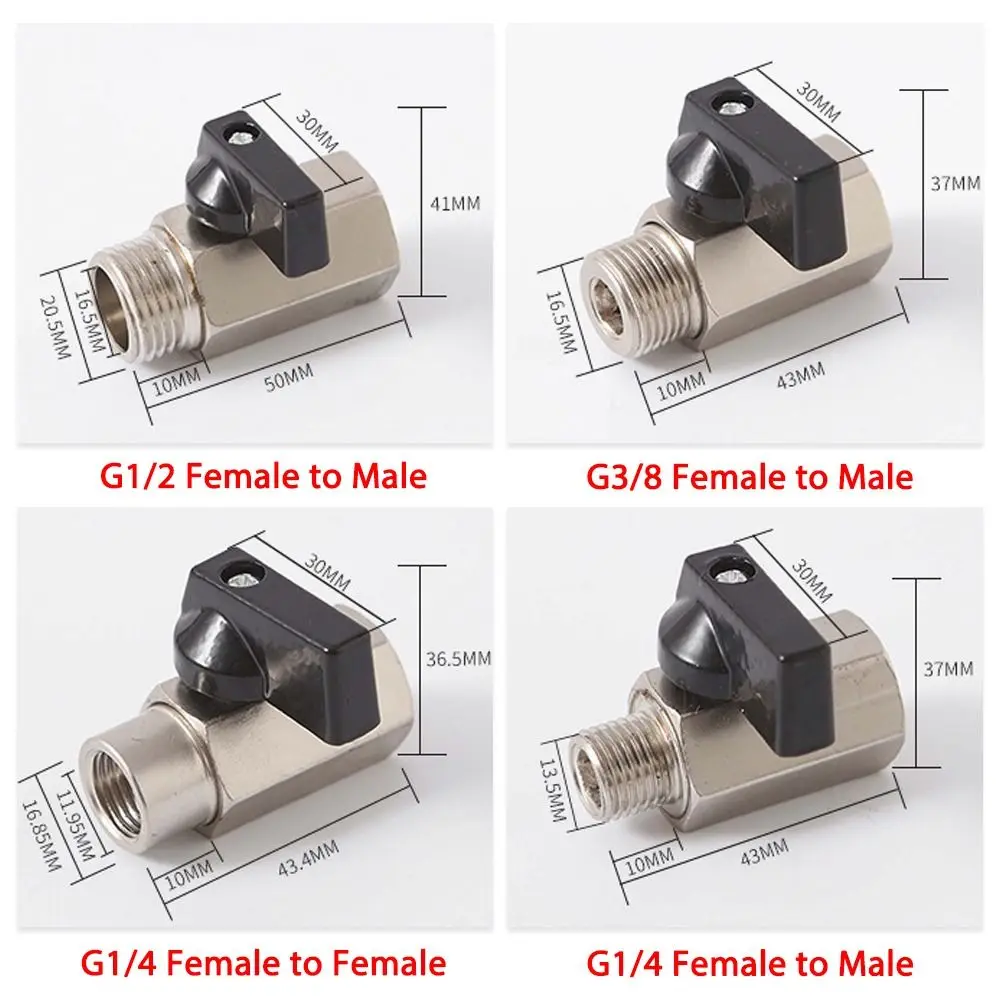 1/8" 1/4" 3/8" 1/2" Threaded Mini Carbon Steel Ball Valve BSP Male To Female Air Compressor Valves Water Gas Oil Shut Off Valve