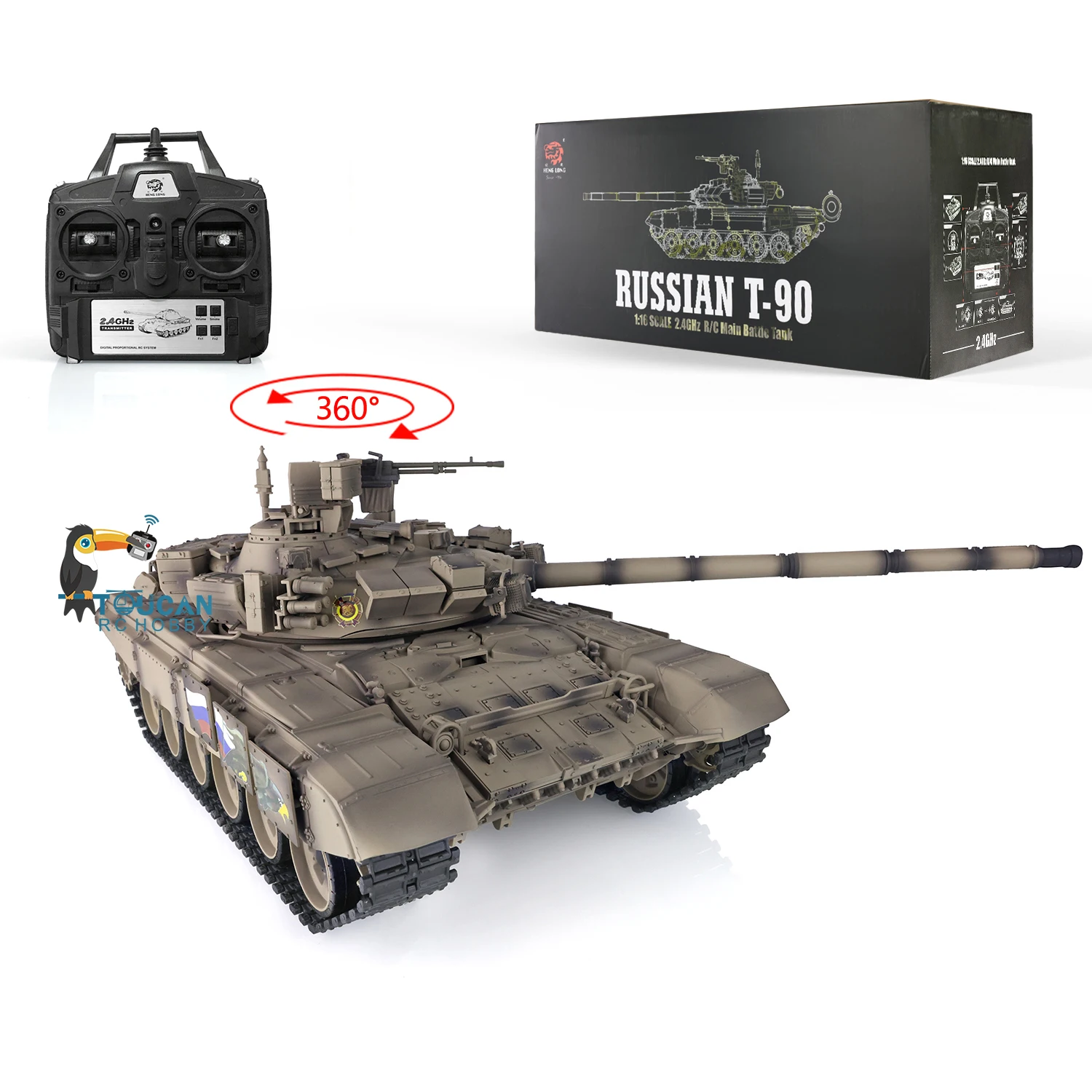 

Heng Long 1/16 Yellow 7.0 T90 RC Tank 3938 360° Turret Metal Tracks Linkages BB IR Battle Smoke Effect RC Model TH17871-SMT8