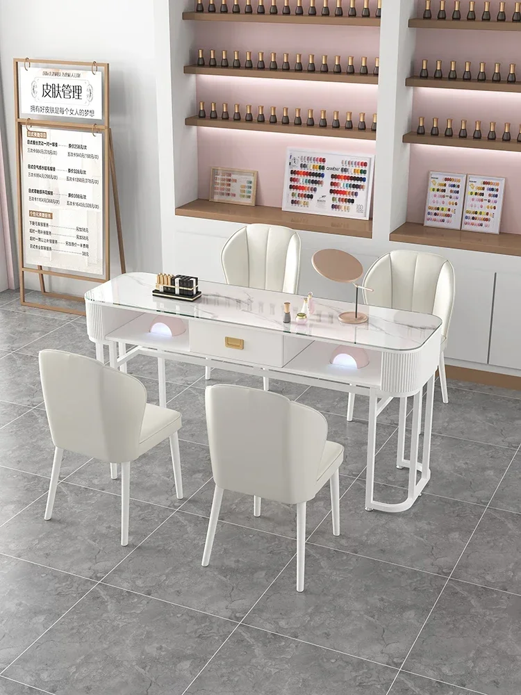 

Glass Tabletop Modern Nail Table Luxury Professional Aesthetictable Manicure Table Storage Mesa De Manicura Salon Furniture WT