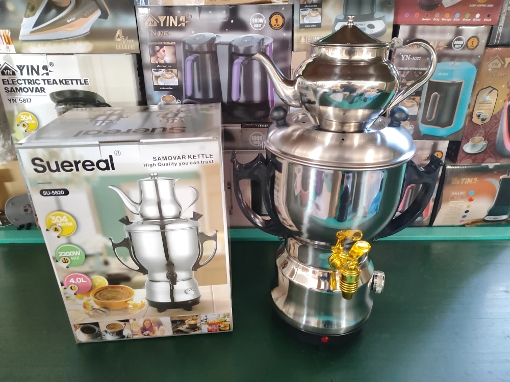 220-240V 2200w Turkish Samovar Electric Kettle Tea Maker 4L+1.6L 304Stainless Steel Temperature Adjust 2