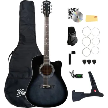 WA90CE Acoustic-Electric Guitar Kit - Black Bundle with Gig Bag Strap Picks Strings Stand Instructional DVD and Austin Bazaar P