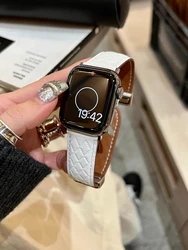 Luxury Leather Magnetic Watch Band - Elegant Bracelet Strap - 44 45 46 49mm (Cream)