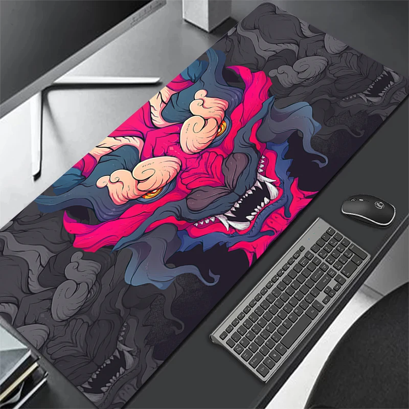 Oni-Grand tapis de souris de jeu japonais, noir, table, bureau, polymères,  grand, Sub Gamer, média, 90x40, tapis de clavier, société, 100x50 -  AliExpress