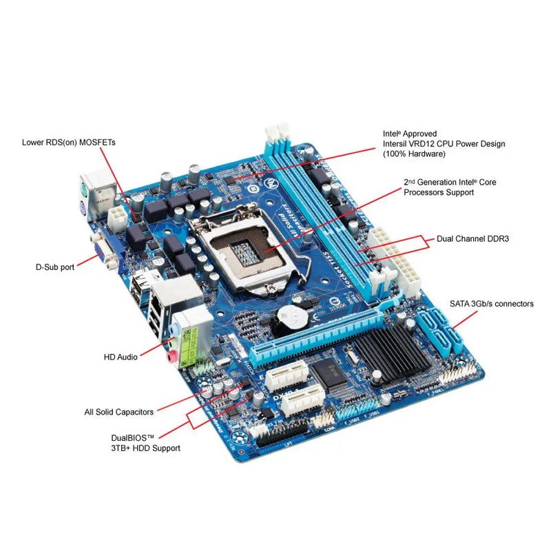 GIGABYTE GA-H61M-DS2 マザーボード＋core i7cpu NEW,GIGABYTE GA-H61M-DS2 Desktop Motherboard H61 Socket LGA 1155