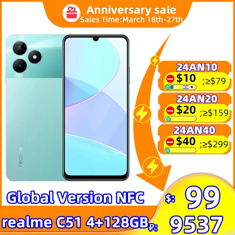 Global Version realme C51 NFC 6.74''90Hz Screen 50MP Camera 5000mAh ...