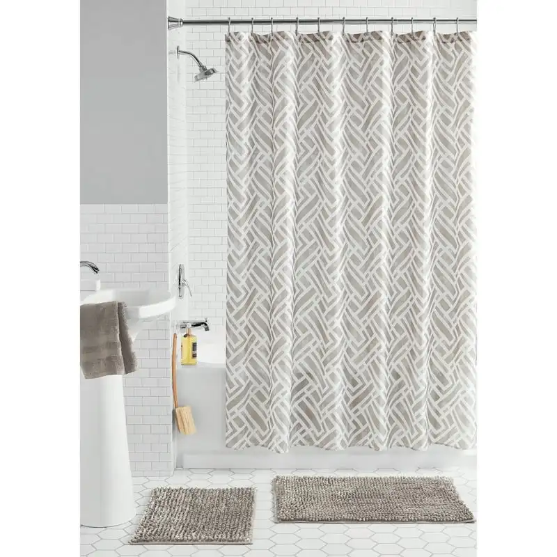 

Geometric Polyester Shower Curtain Set, Beige Pink curtains for bedroom Clear shower curtain Strawberry shower curtain Cortina p