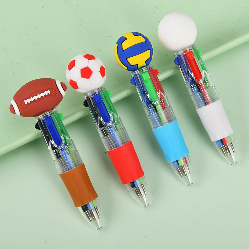 Nuovo modello di penne a forma di pallone da calcio e pallacanestro, da 1 a 20 pezzi, penne a quattro colori assortite per feste a tema calcio, carnevali, compleanni, matrimoni, ospiti, Capodanno, regali scolastici, premi, bomboniere. - immagine 3