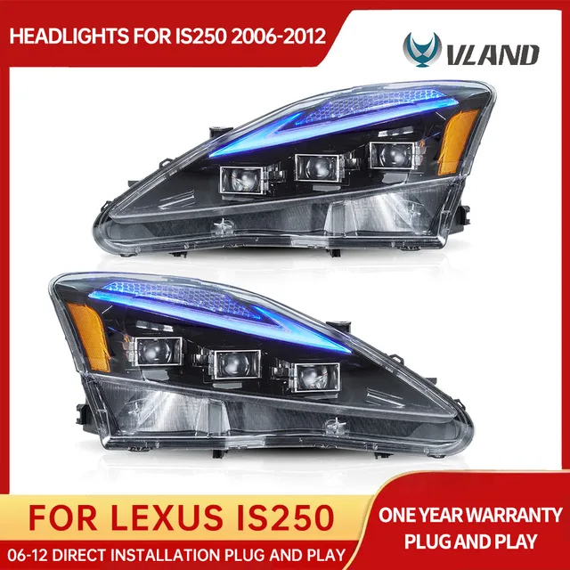 VLAND Car LED Headlights Assembly for Lexus IS250 IS350 C ISF 2006-2013 bule DRL Auto Styling Front Lamps Accessories Lights 1