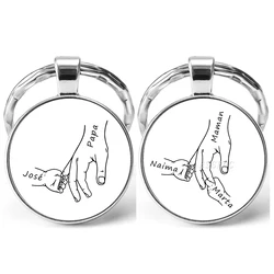 Personalized Father's Day Keychain Custom Papa Kid Name Round Glass Dome Key Chains Pendant Graduation Gift