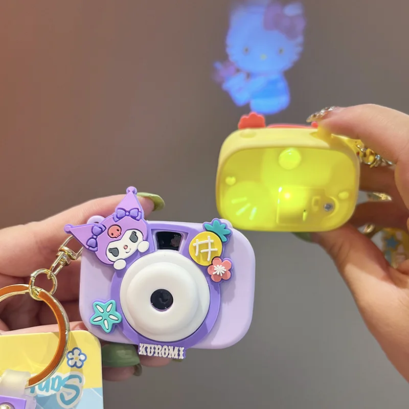 Key chain Sanrio Hello Kitty Cinnamoroll My Melody Kuromi Key Chain Projection Keyring Schoolbag Pendant