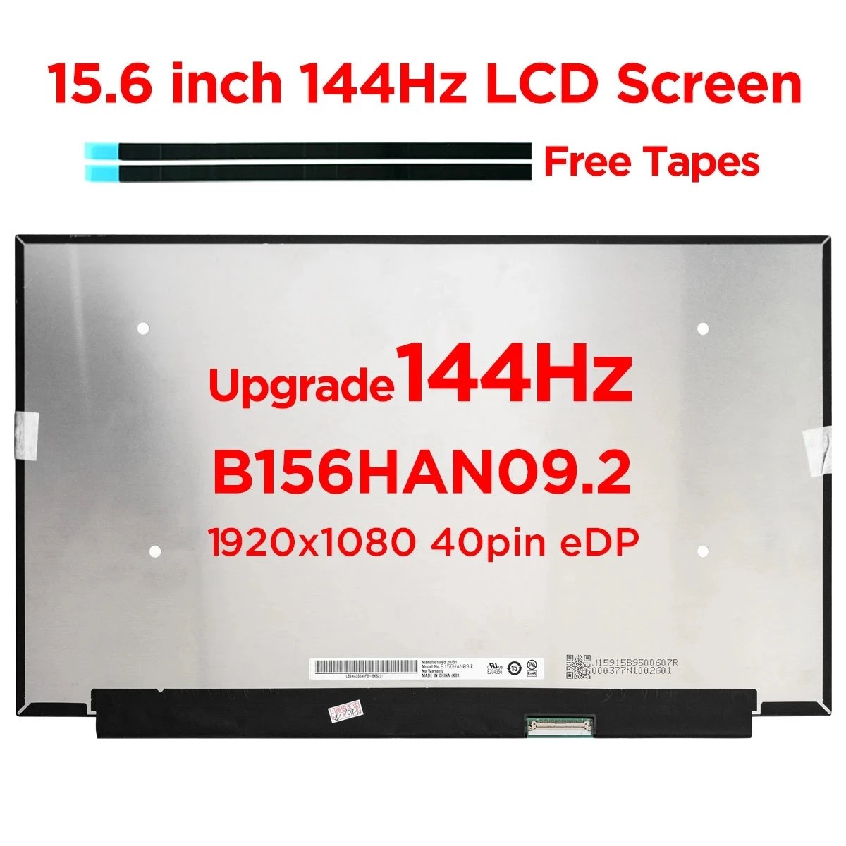 

15.6 Inch Slim EDP 40Pin Full HD FHD 144HZ 100%RGB Laptop LCD Display Screen NV156FHM NY4 B156HAN09.2 LP156WFG-SPP1