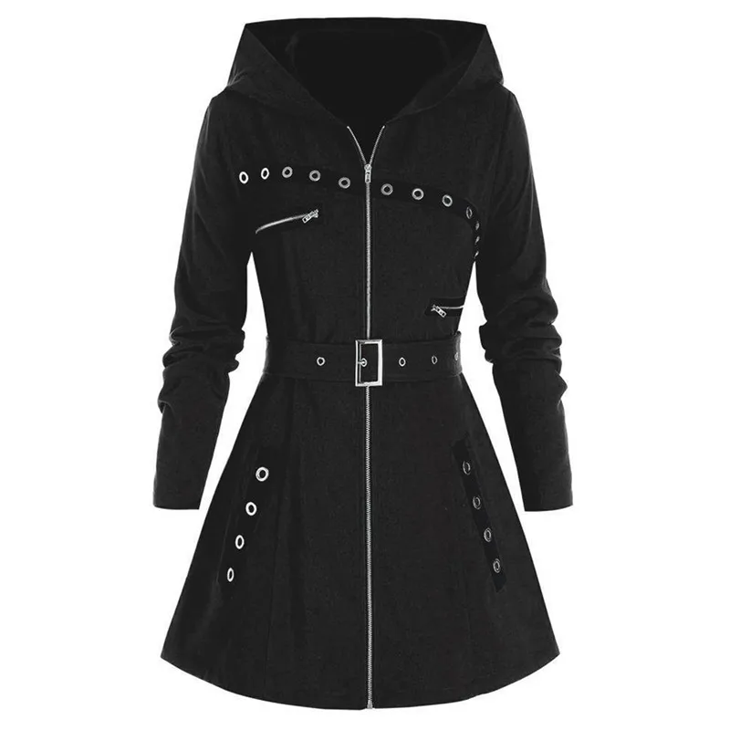 Veste Gothique Steampunk Femme - Capuche, Longue, Style Harajuku - Manteau D'hiver Chaud
