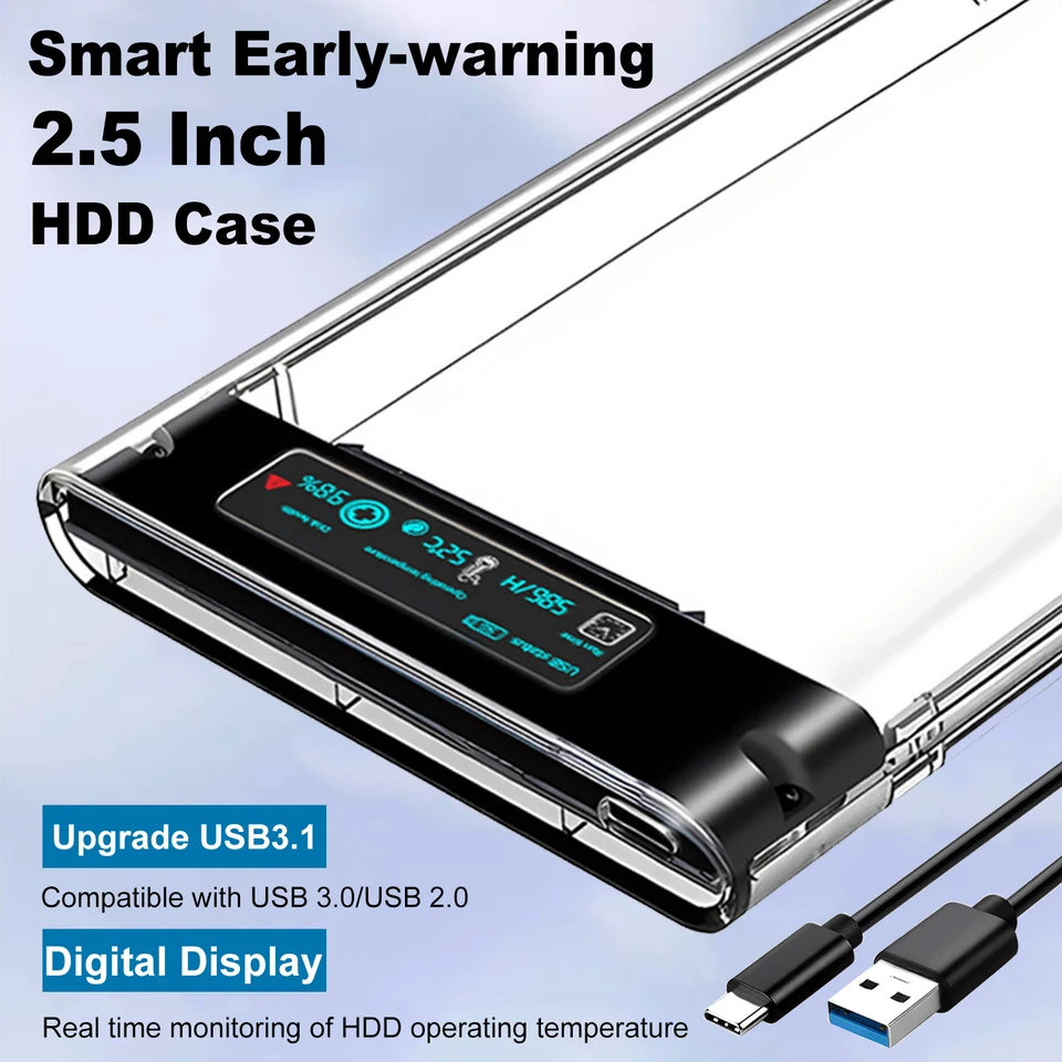 Jadpes Scatola Per Disco Rigido Esterno Da 2,5 Pollici – Custodia SATA A USB 3.0, Supporta HDD/SSD 7-9,5 Mm, Fino A 2TB, Plug And Play, Trasparente - 3