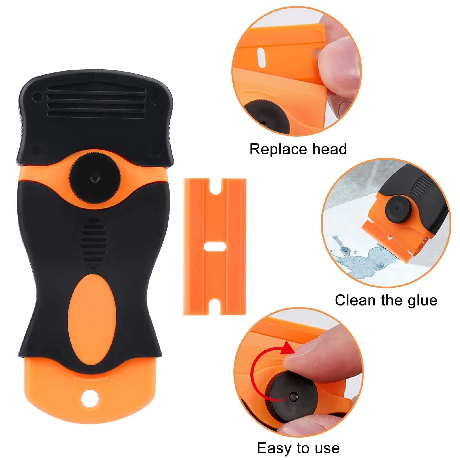 Car Rubber Sticker Remover Tool with Plastic Scraper Plastic Blade and Eraser Wheel to Remove Films Adhesive Residue on the Car