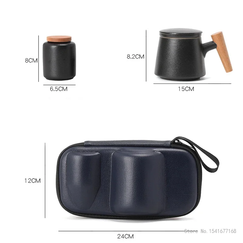 Creative Ceramic Mug with Wooden Handle, Filter Screen, Tea Water Separation, Black, White, Green, Home, Office Cup, 1Pc