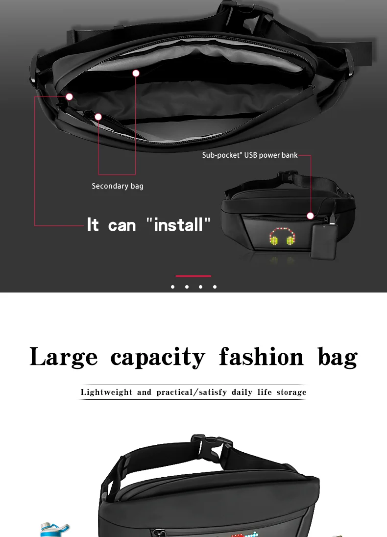 Mochila Led con Control por aplicación para hombre y mujer, bolsa de  mensajero LED dinámica con Graffiti, con pantalla LED - AliExpress