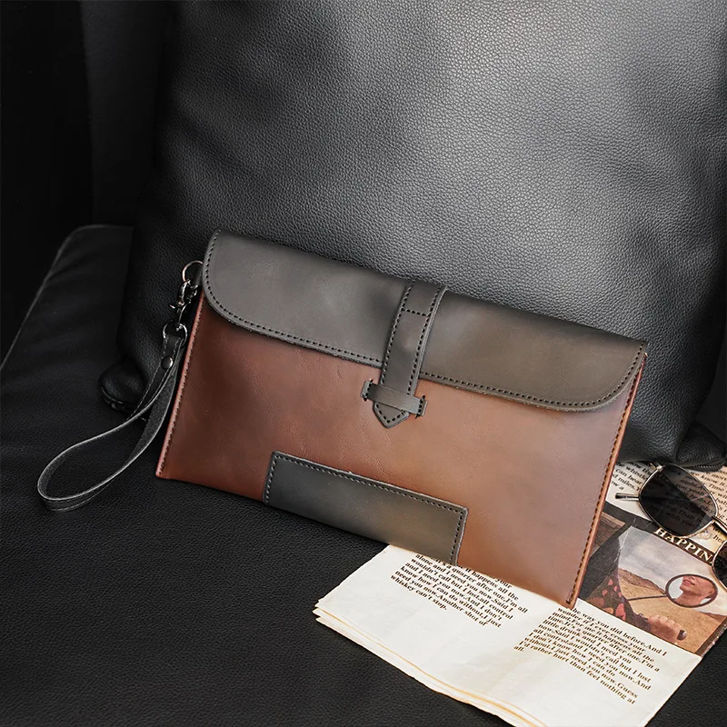 

Crazy Horse Leather Clutch Men Vintage Fashion Handbag Envelope Clutch for Men Small Purse High Quality Clutches Bag Man Handbag