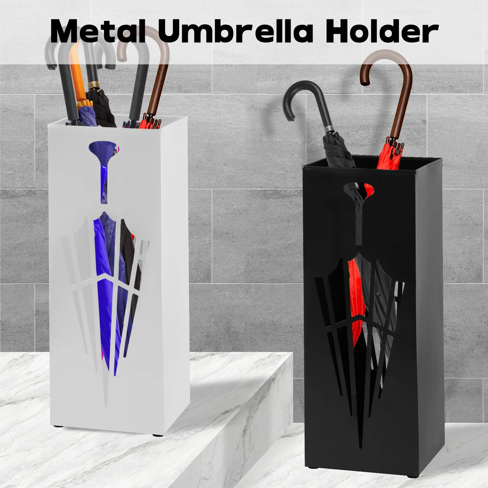 Metal Umbrella Holder Freestanding Square Umbrella Holder Multipurpose Decorative For Home Entryway Office Hotel