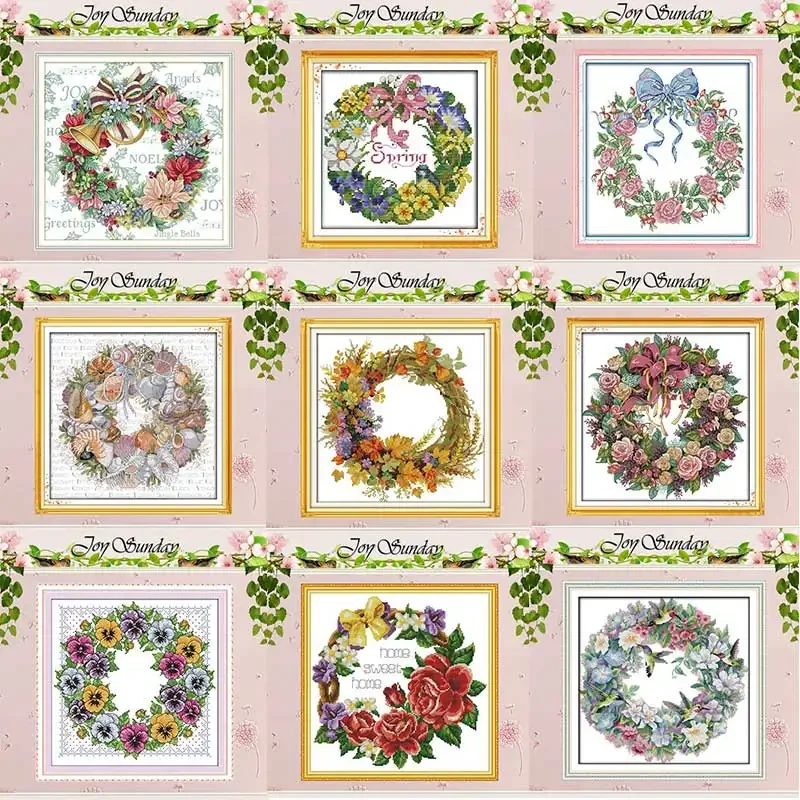 Embroidery Thread,Cross Stitch Kit for Wreath Patterns DIY