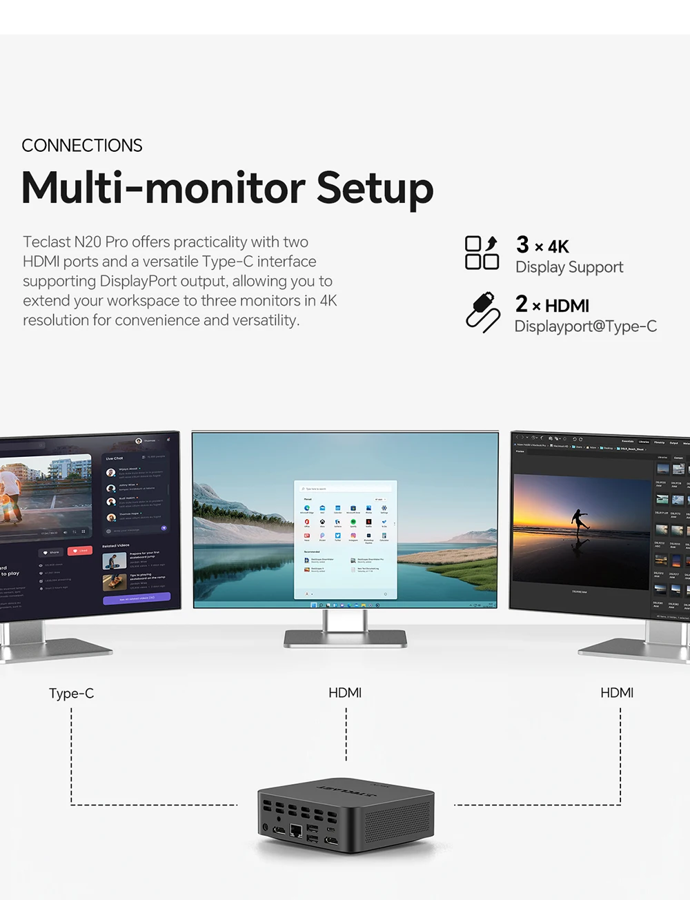 Mini PC Intel N95 12th Gen Processors DDR4 16GB RAM 256GB/512GB