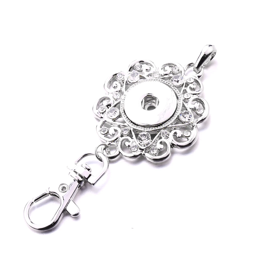 10pcs Vintage Metal Love Heart Flower 18mm Snap Button Keychain Jewelry for Men Women Charms Key Chain