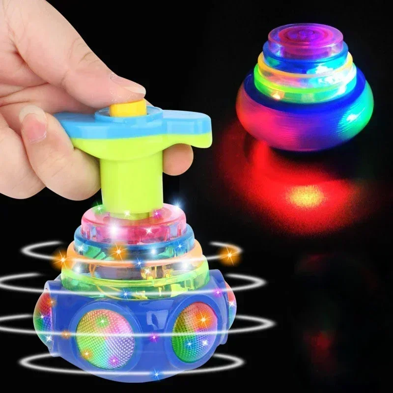 Bagged Round Luminous Toy Light Music Rotating Gyro Fidget Spinner Spinning Top Toys Random Color Children's Gifts