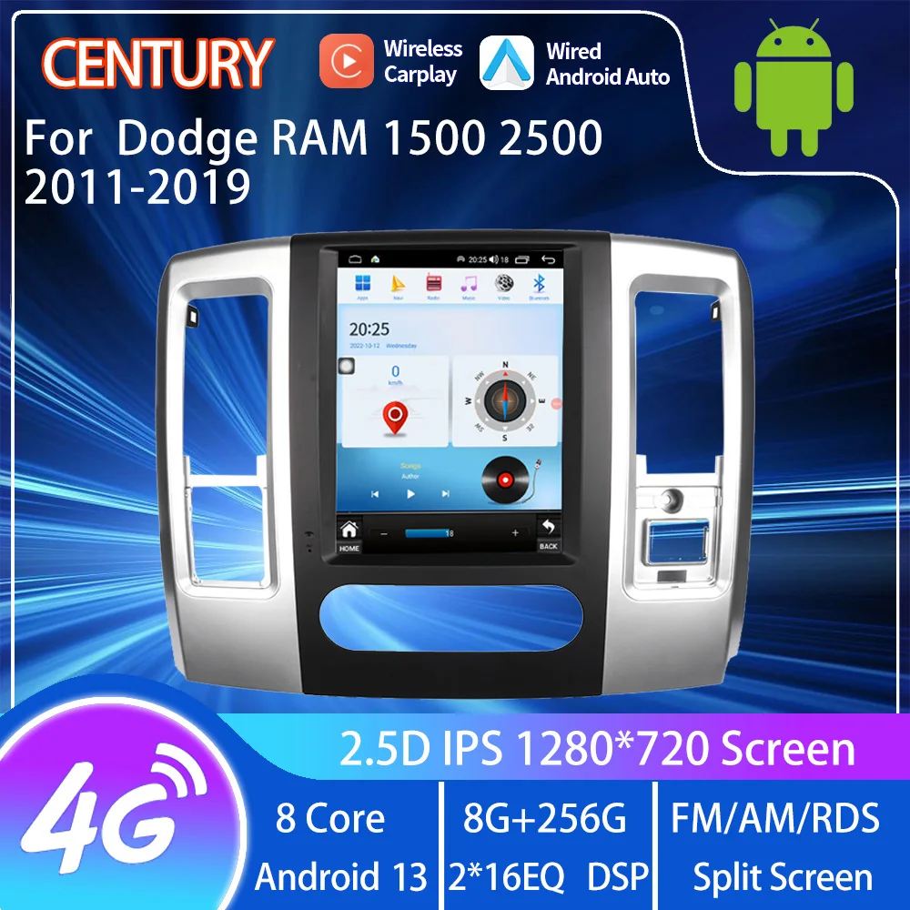 

Century For Dodge RAM 1500 2500 2020-2022 Smart Multimedia Video Player GPS Radio 4G Navigation CarPlay Android 13 Tesla Style
