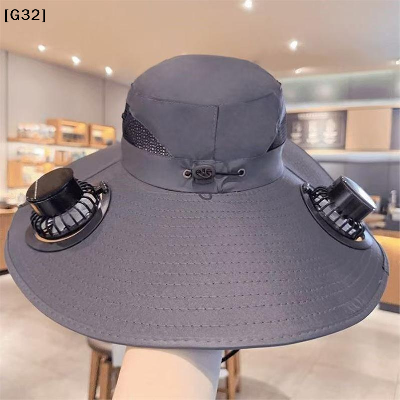 Men Quick Dry Bucket Hat Large Hat Brim Sun Hat With Solar Powered Fan USB Rechargeable For Outdoor Hiking Camping Fishing[G32]