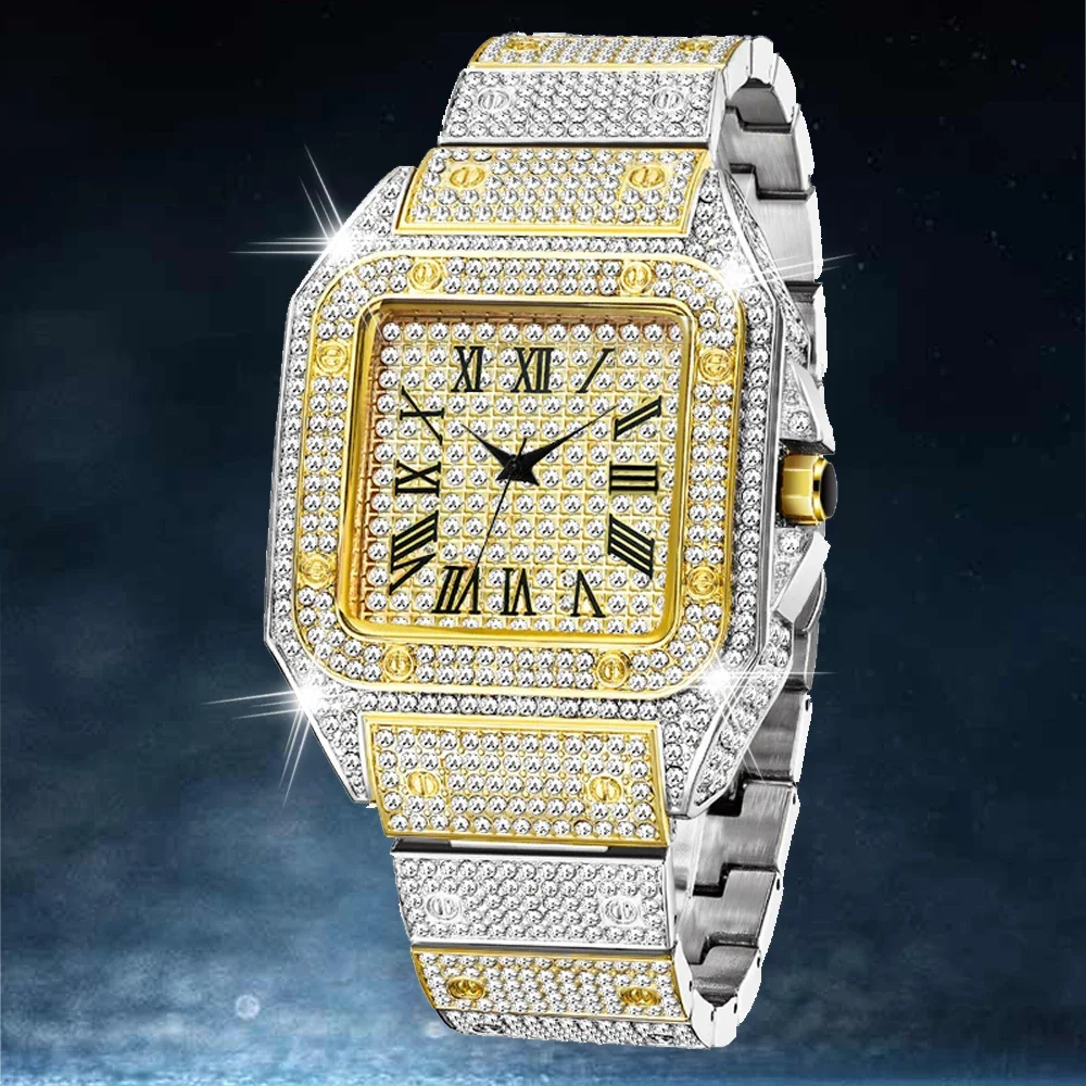 

Mens Casual Watches 2021 Free Shipping Hip Hop Bling Iced Out Quartz Watch for Men Silver Gold Luxury AAA Diamond Watch Man New